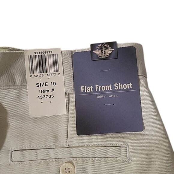 Dockers Womens Flat Front Shorts Size‎ 10 Beige 100% Cotton NWT Classic Design - Picture 4 of 5